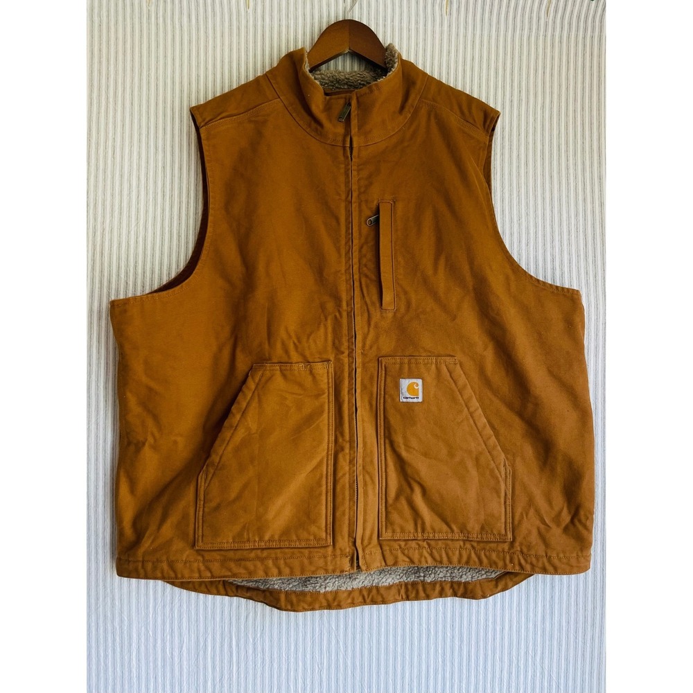 Carhartt‎ Mens Mock Neck Sherpa Lined Duck Vest Brown XL 104277 BRN Fall 2020